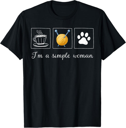 Sewing I'm A Simple Woman Coffee Knitting Dogs Knitter Girl
