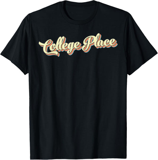 College Place TShirt Retro Art Baseball Font Vintage
