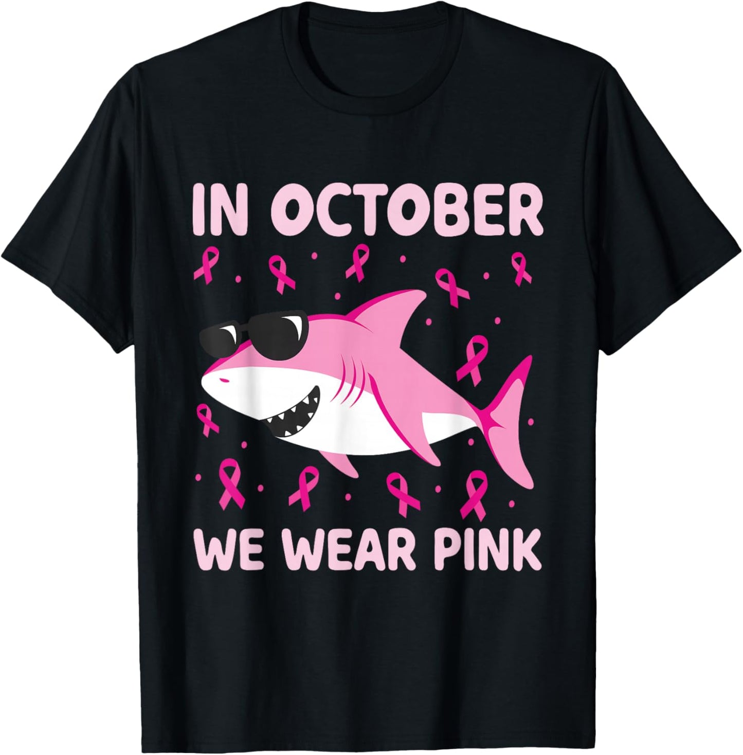 Breast Cancer Shirts Kids Shark In October We Wear Pink Boys