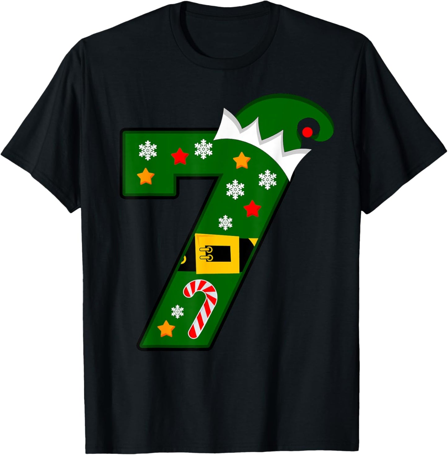 7 Years Old Christmas ELF 7th Birthday Kids Cute Tee Funny