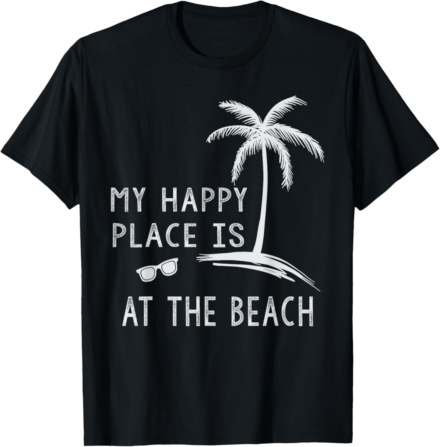 Retro My Happy Place Is At The Beach Shirt Funny Summer T-Shirt for Men Women Kids