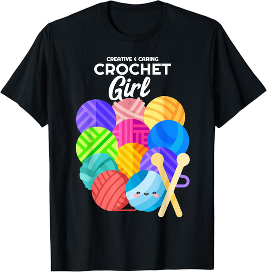 Crochet Girl Hobby Crocheter Knitter Balls of Yarn