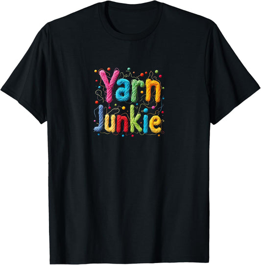Yarn Junkie Colorful Knitting Crochet Typography