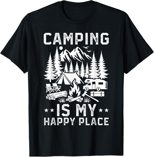 Camping Is My Happy Place Funny Camper Forest Camping Boys