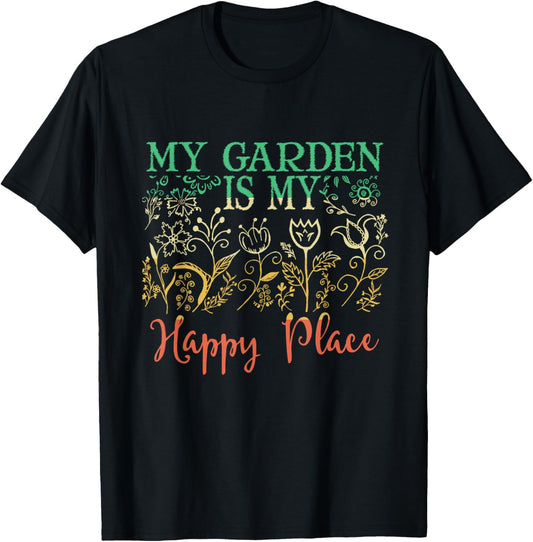 The Garden Is My Happy Place T-Shirt Vintage Style Gardener