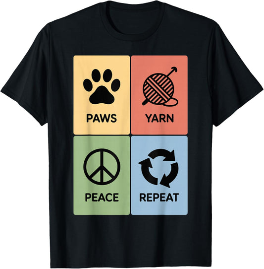 Paws Yarn Peace Repeat Funny Crocheting