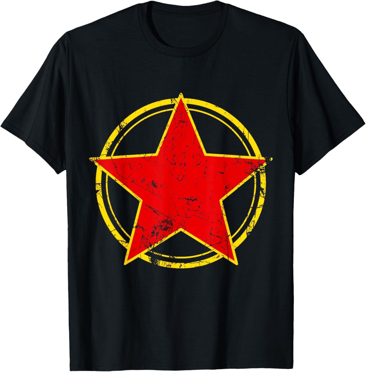 Red Star in Yellow Circle Symbol Design