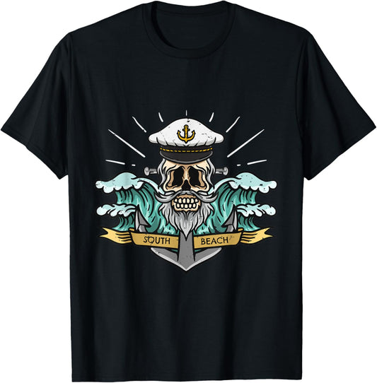 South Beach Florida Sea Captain Pirate Skull Nautical Men Women Kids