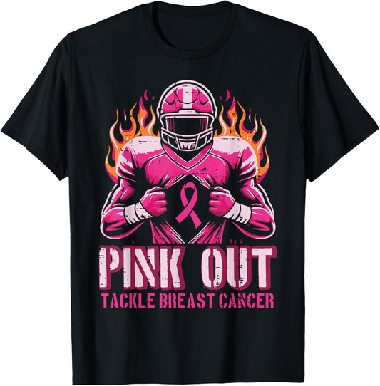 Pink Out Tackle Breast Cancer Football Aware Men Boys Kids