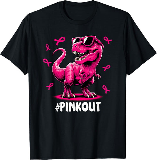 Pink Out Breast Cancer Dinosaur Ribbon Boy Girl Kid