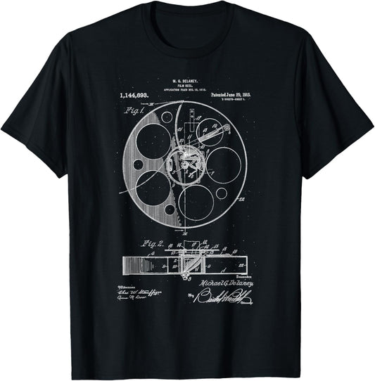 Retro Vintage Camera Filmmaker T-Shirt Film Reel Patent