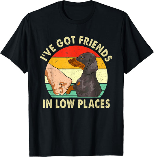 Dachshund I've Got Friends In Low Places Wiener Sausage Dog T-Shirt for Men Women Kids
