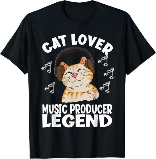 Cat Lover Music Producer Legend Funny Beat Maker T-Shirt for Men Women