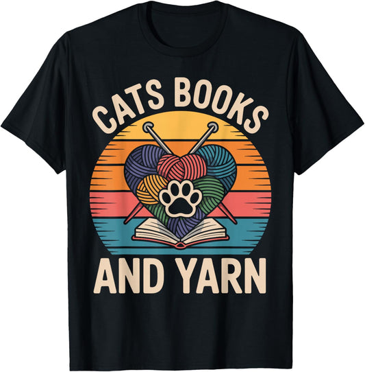 Cats Books And Yarn Funny Crocheting