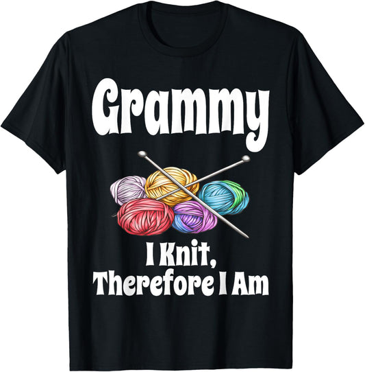 Funny Grammy I Knit Therefore I Am Knitting Crochet Yarn