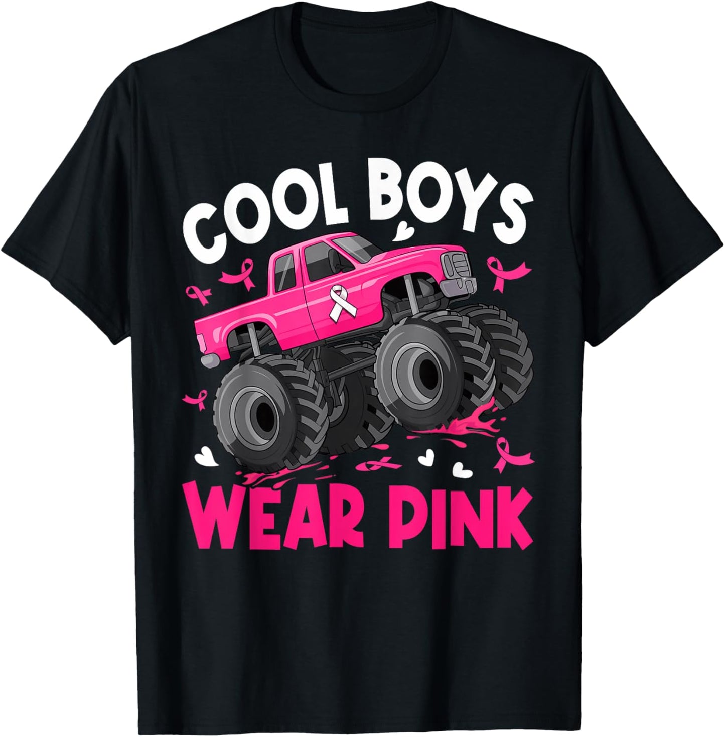 Cool Boys Wear Pink Monster Truck Breast Cancer Awareness
