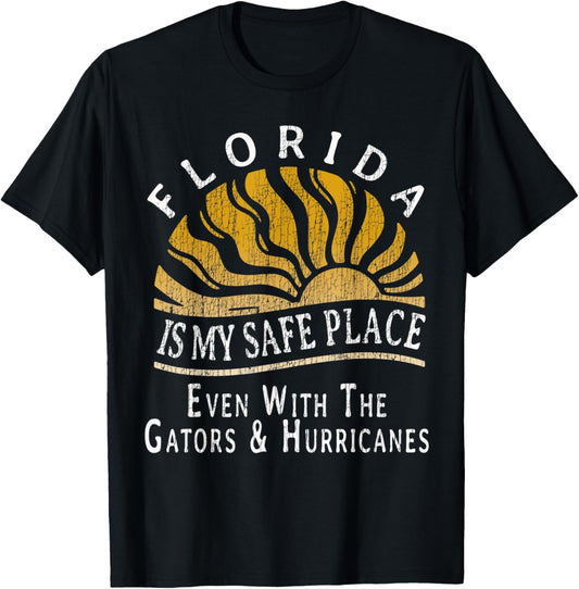 Vintage Florida Floridian Is My Safe Place Patriotic Gift T-Shirt for Women Kids Men