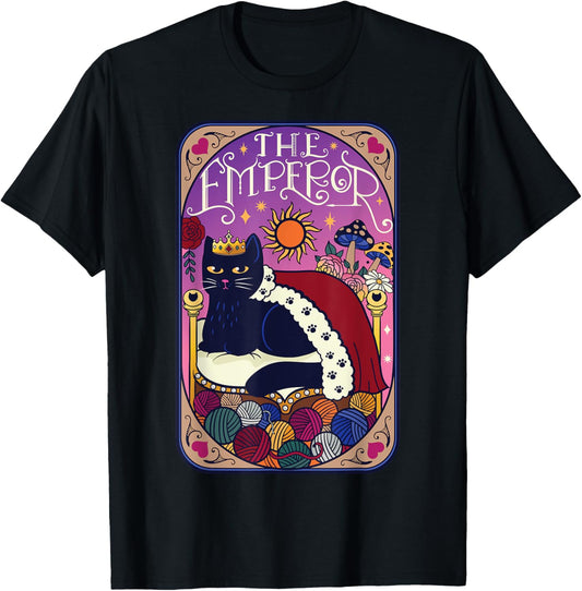 The Emperor Tarot Card Black Cat with Crown, Sun, Paws, Yarn Men Women Kids