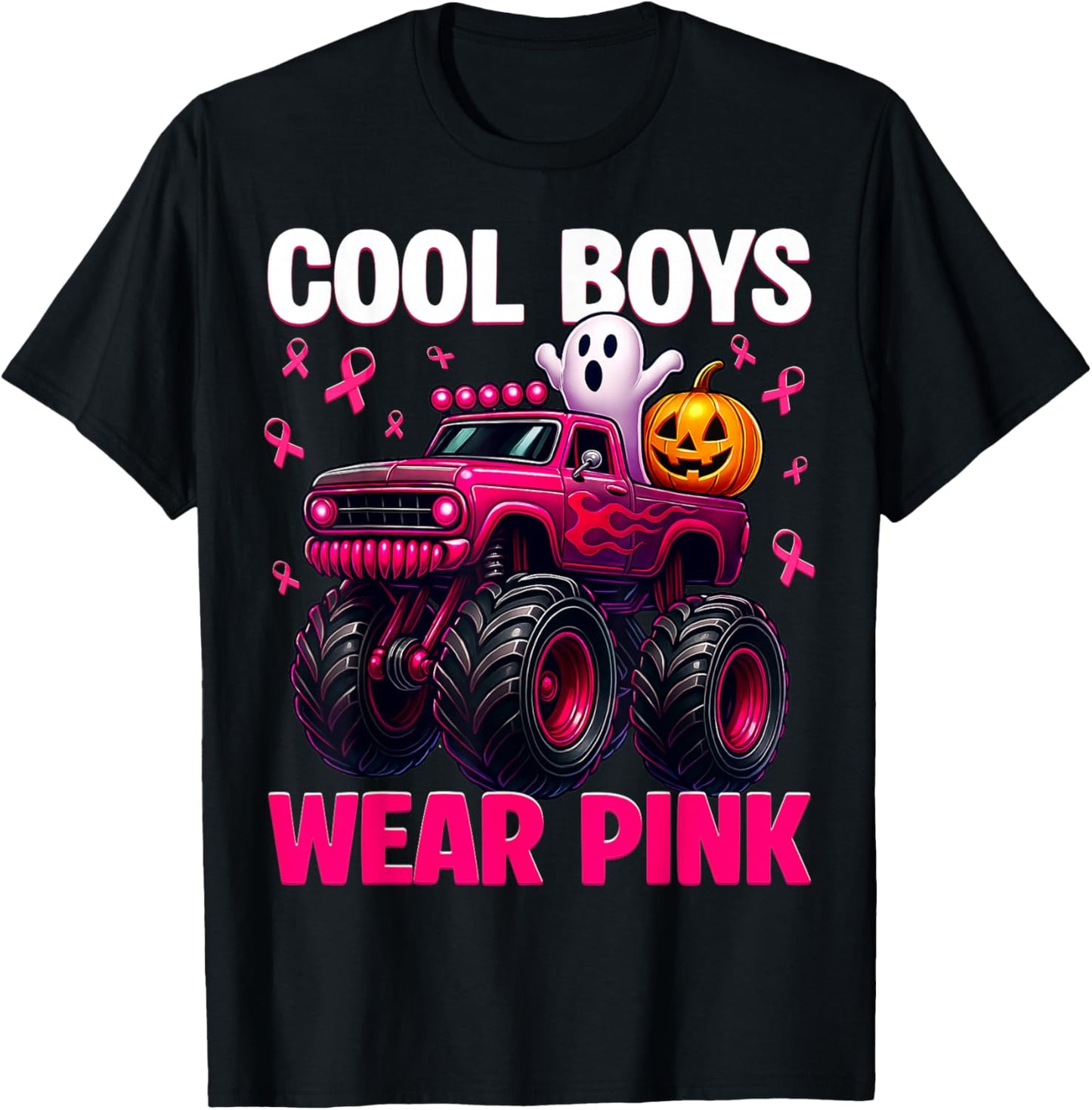 Cool Boo Wear Pink Monster Truck Breast Cancer Boys Kids