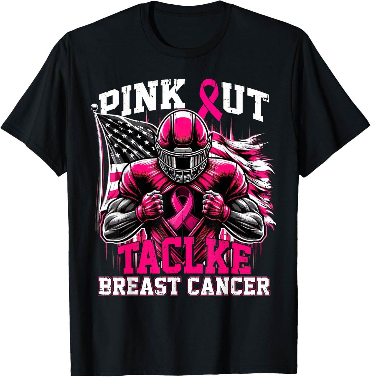 Pink Out Tackle Football Breast Cancer Awareness Men Boys