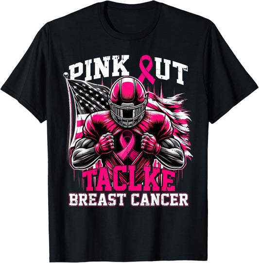 Pink Out Tackle Football Breast Cancer Awareness Men Boys
