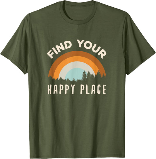 Vintage Retro Find Your Happy Place Mountains Sunset