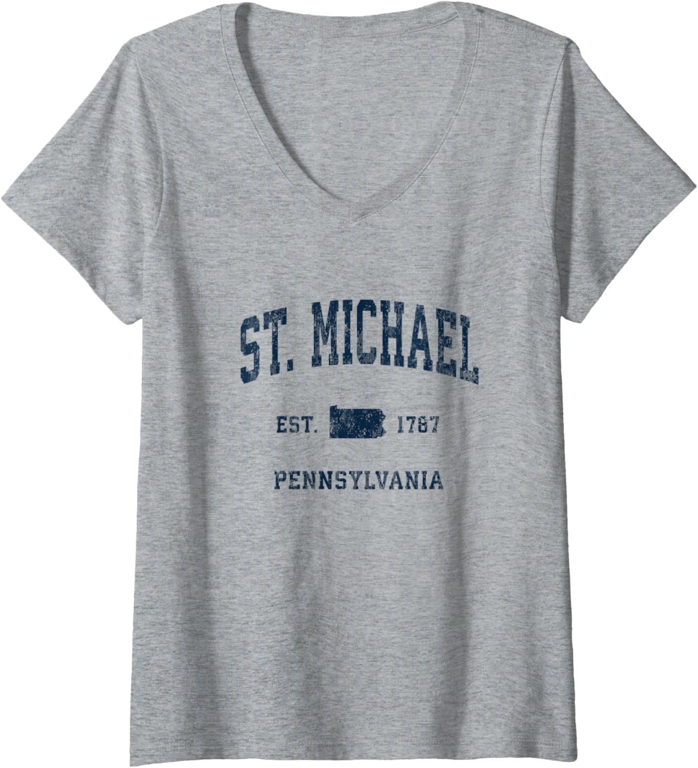 Womens St. Michael Pennsylvania PA Vintage Athletic Navy Sports Des V-Neck