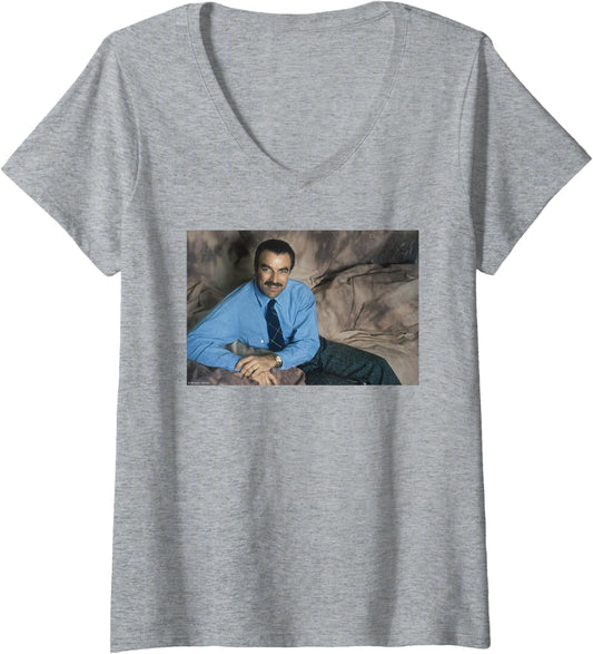 Womens Tom Selleck Magnum P.I. Actor By Michael Grecco V-Neck
