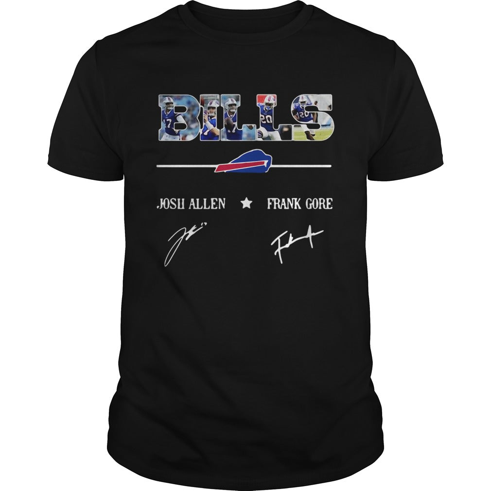 Buffalo Bills Josh Allen Frank Gore signatures shirt