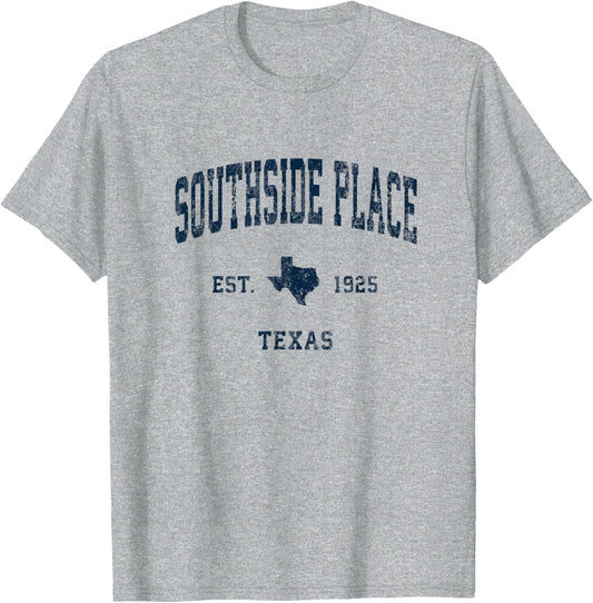 Southside Place Texas TX Vintage Athletic Navy Sports Design