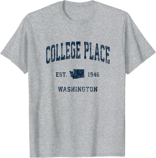 College Place Washington WA Vintage Athletic Navy Sports Des