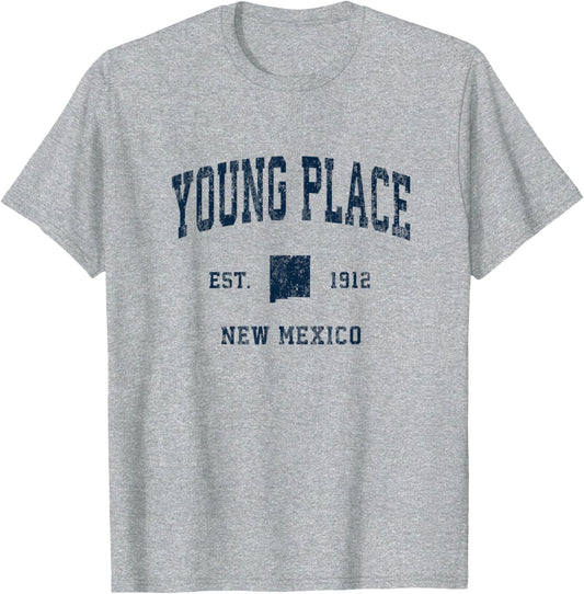 Young Place New Mexico NM Vintage Athletic Navy Sports Desig