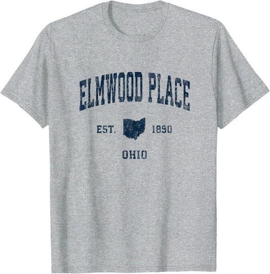 Elmwood Place Ohio OH Vintage Athletic Navy Sports Design