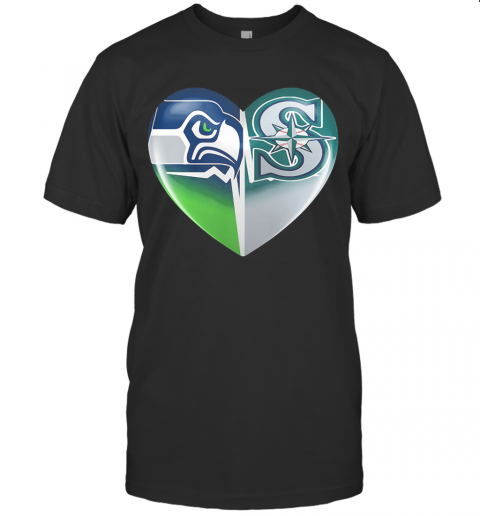 Seattle Seahawks And Seattle Mariners Heartbeat Heart T Shirt