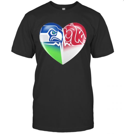 Seattle Seahawks And Washington State Cougars Heart T Shirt