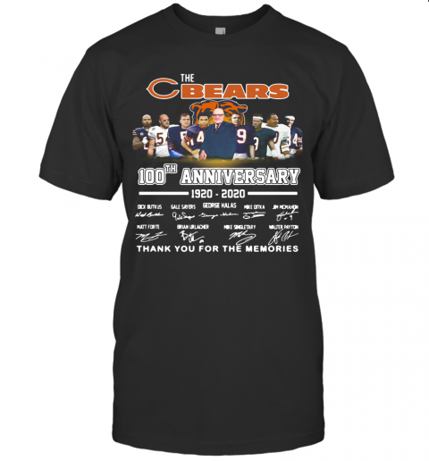 The Chicago Bears 100Th Anniversary 1920 2020 Thank You For The Memories T Shirt