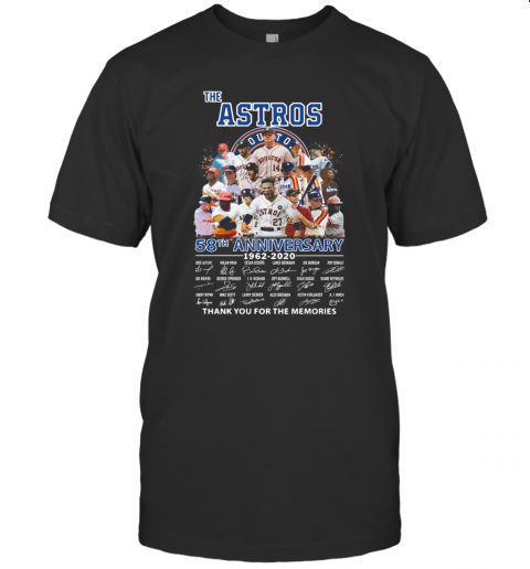 The Houston Astros 58Th Anniversary 1962 2020 Signatures Thank You For The Memories T Shirt