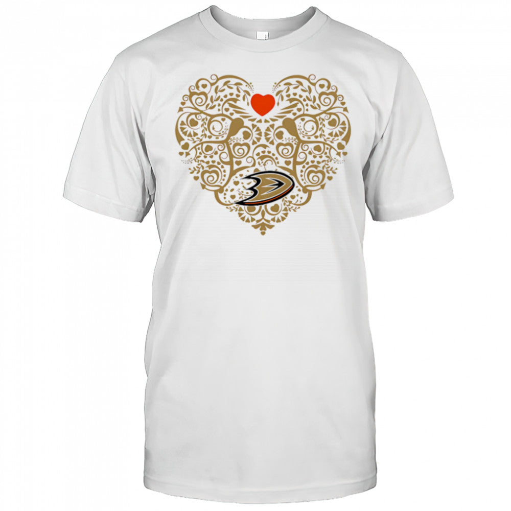 Anaheim Ducks Heart Floral Pattern logo shirt