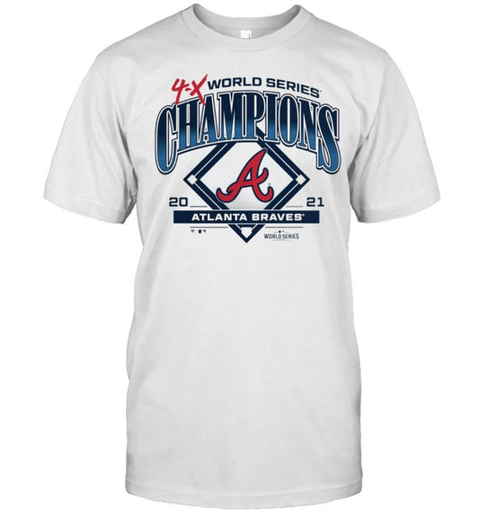 atlanta Braves 4 X World Series Champions MLB 2021 T Shirt