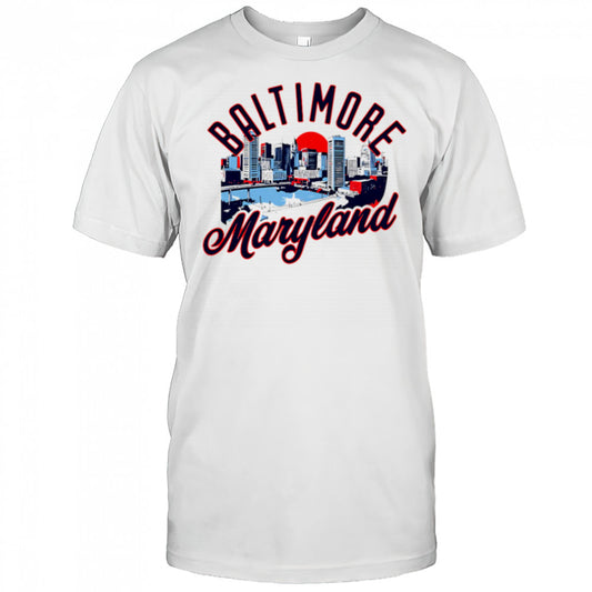 Baltimore Maryland Skyline Sunset shirt