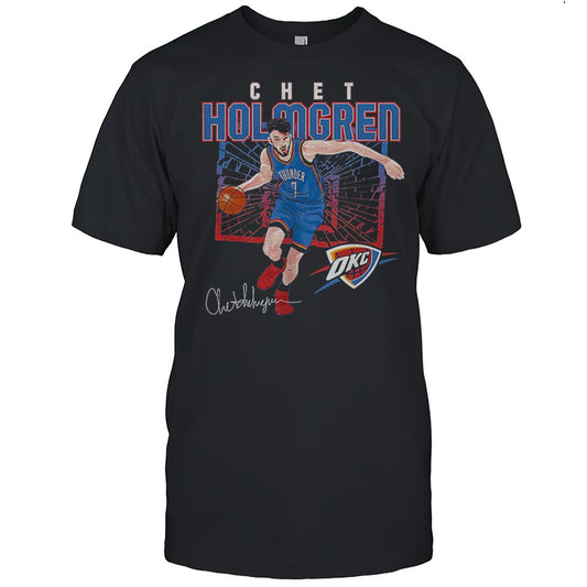 Chet Holmgren Oklahoma City Thunder MLB Basketball Player Shattered Signature Shirt