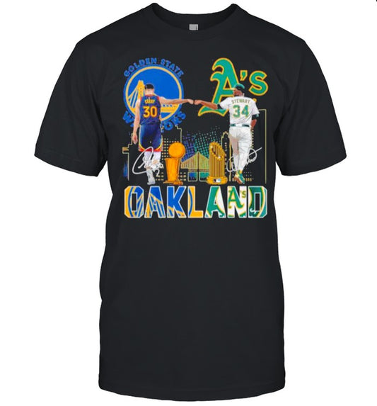 Curry Golden State Warriors and Stewart Oakland Athletics Oakland signatures shirt