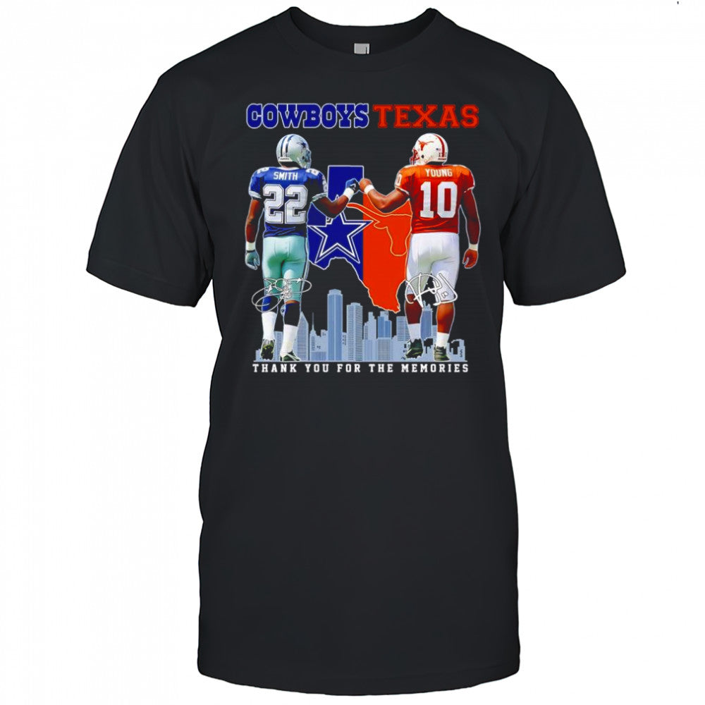 Emmitt Smith Dallas Cowboys and Vince Young Texas Longhorns City Skyline shirt