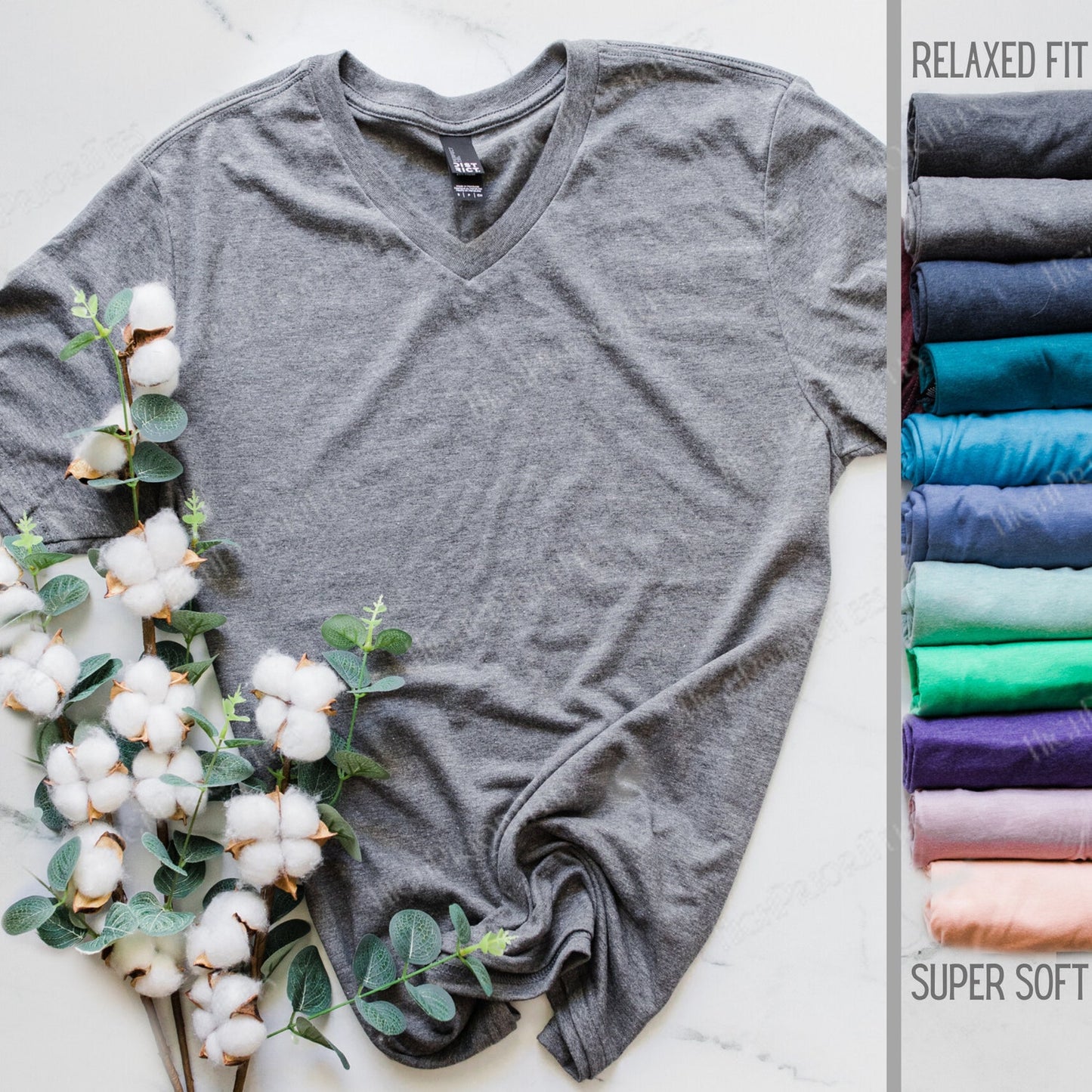 Relaxed Fit Gray Shirt, Other Styles, Unisex Ladies Fit, Gray V Neck, Gray Crew Neck, Soft Triblend T Shirts BLANK soft tees