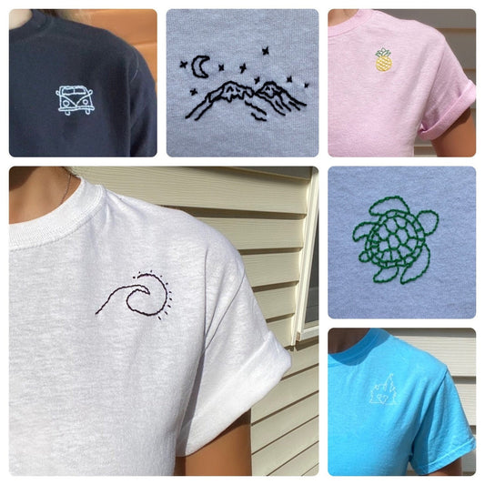Custom Embroidered T-shirt | Simple design | Minimalist T-Shirt | Aesthetic Clothing | Birthday present | Custom made | Pastel colors