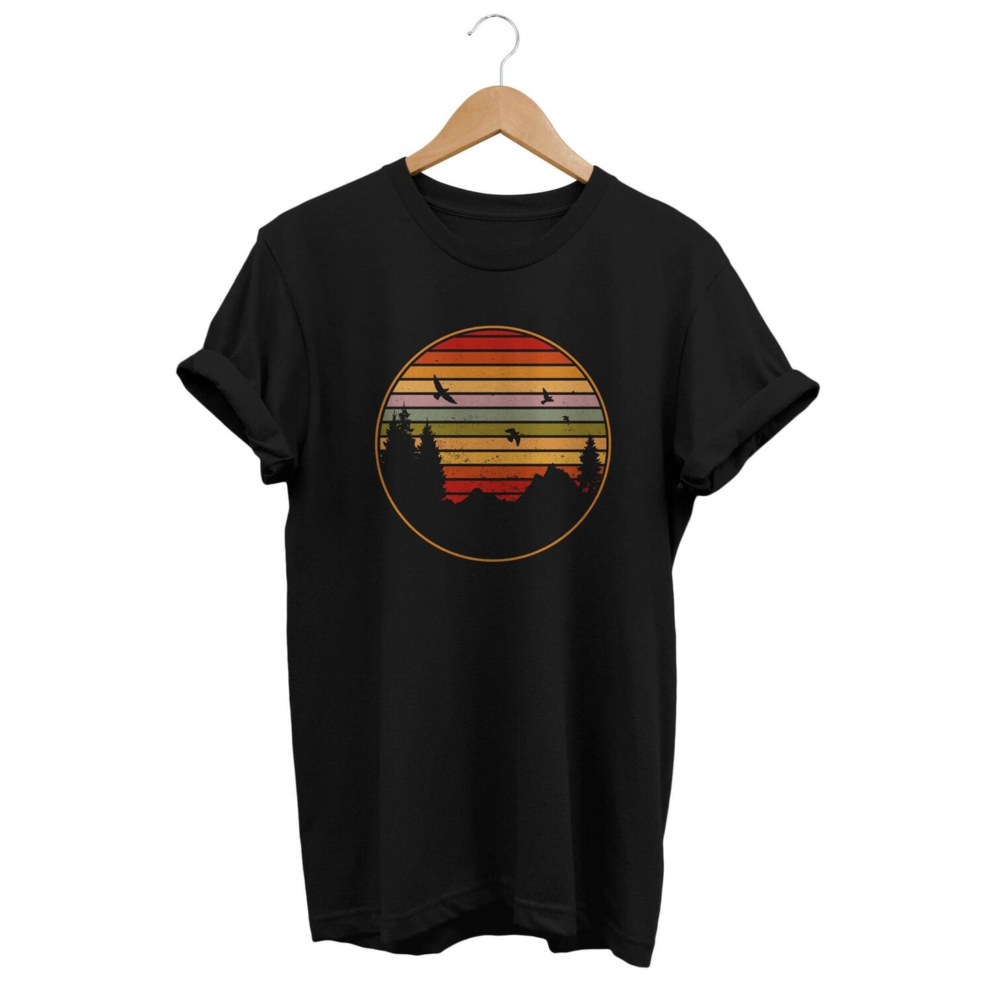 Retro Landscape T-shirt: 80s Geometric Mountain Top