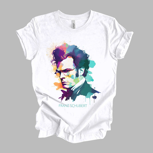 Franz Schubert Watercolor Minimalist T-Shirt, Classical Music Gift Unisex Tee