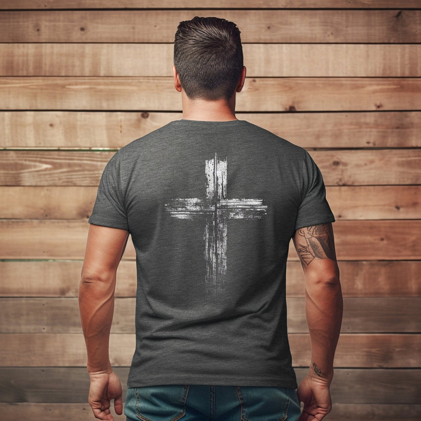 Rugged Cross Minimalist Men Women Christian T-Shirt, Jesus Faith Based Shirt, gift father, gift mother, Jesus Shirt, Jesus Cross