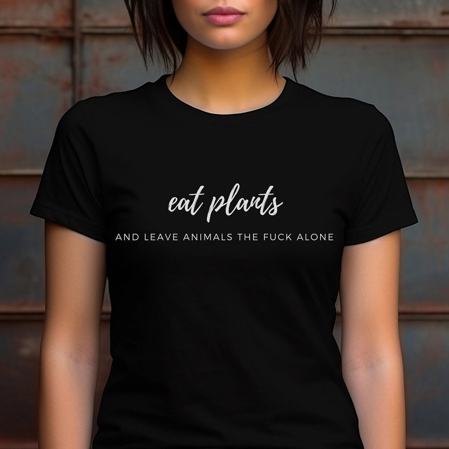 Vegan Minimalist T-shirt Unisex Gift For Animal Liberation Activist Tshirt Eat Plants Gift Ideas For Plant Based Tee-Shirt Leave Animal Fuck