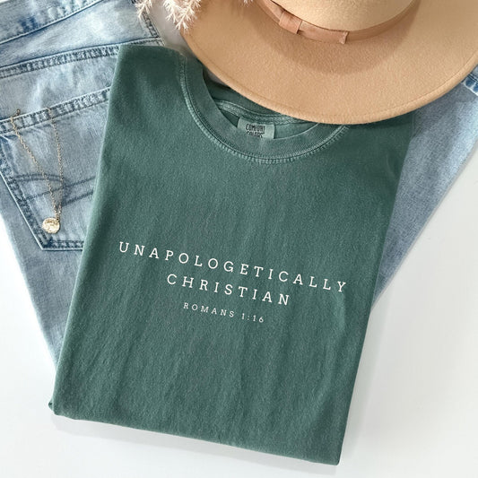 Unapologically Christian Comfort Colors Minimalist T-shirt Faith-Based Bible Verse Religious Gift Idea for Her Gifts for Him Jesus Shirt